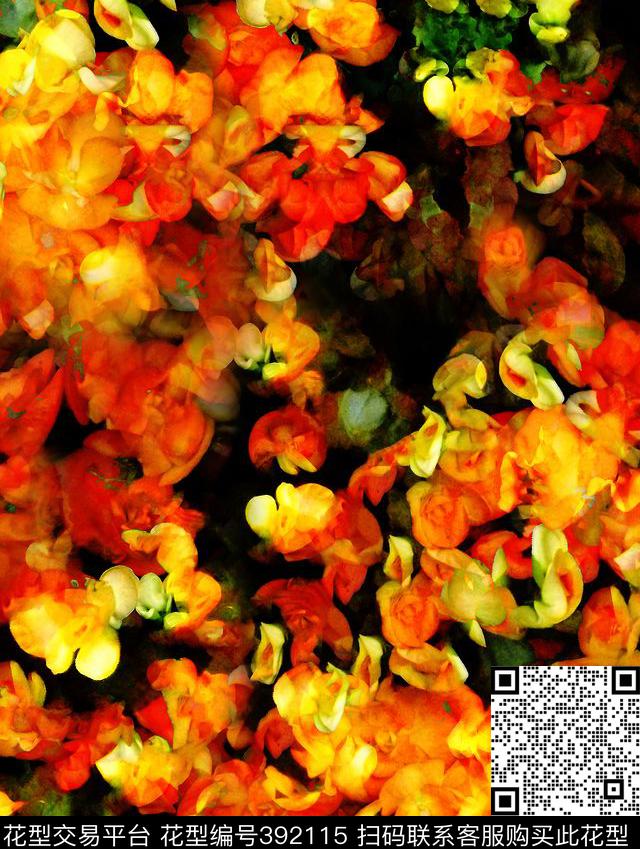 休闲花卉红花数码印花华亿平台下载（图片编号: 392115） - 瓦栏（Walan）