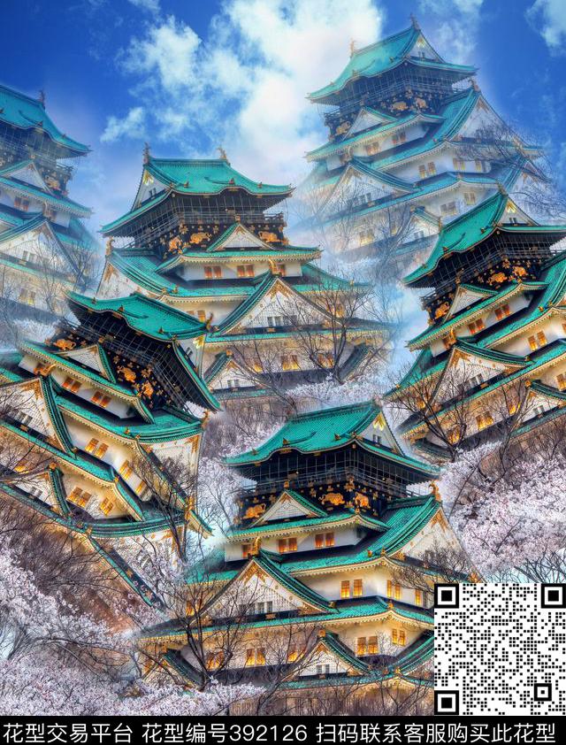 宝塔定位大气清爽素雅数码印花华亿平台下载（图片编号: 392126） - 瓦栏（Walan）