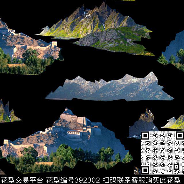 潮流复古抽象数码印花华亿平台下载（图片编号: 392302） - 瓦栏（Walan）