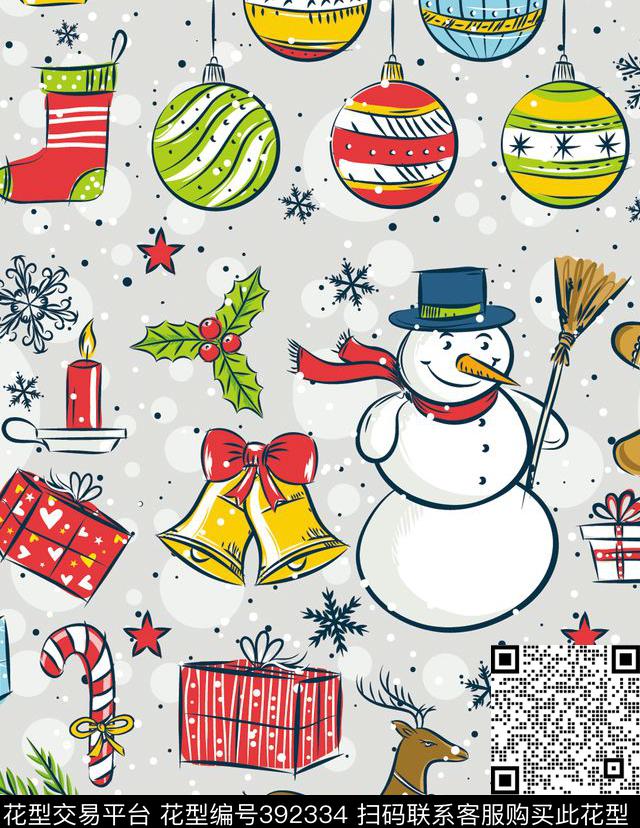 欧式圣诞传统印花华亿平台下载（图片编号: 392334） - 瓦栏（Walan）