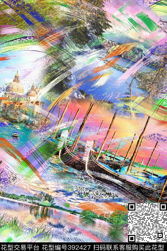 抽象炫光建筑数码印花华亿平台下载（图片编号: 392427） - 瓦栏（Walan）