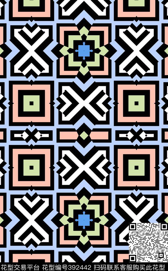 格子菱形条纹传统印花华亿平台下载（图片编号: 392442） - 瓦栏（Walan）