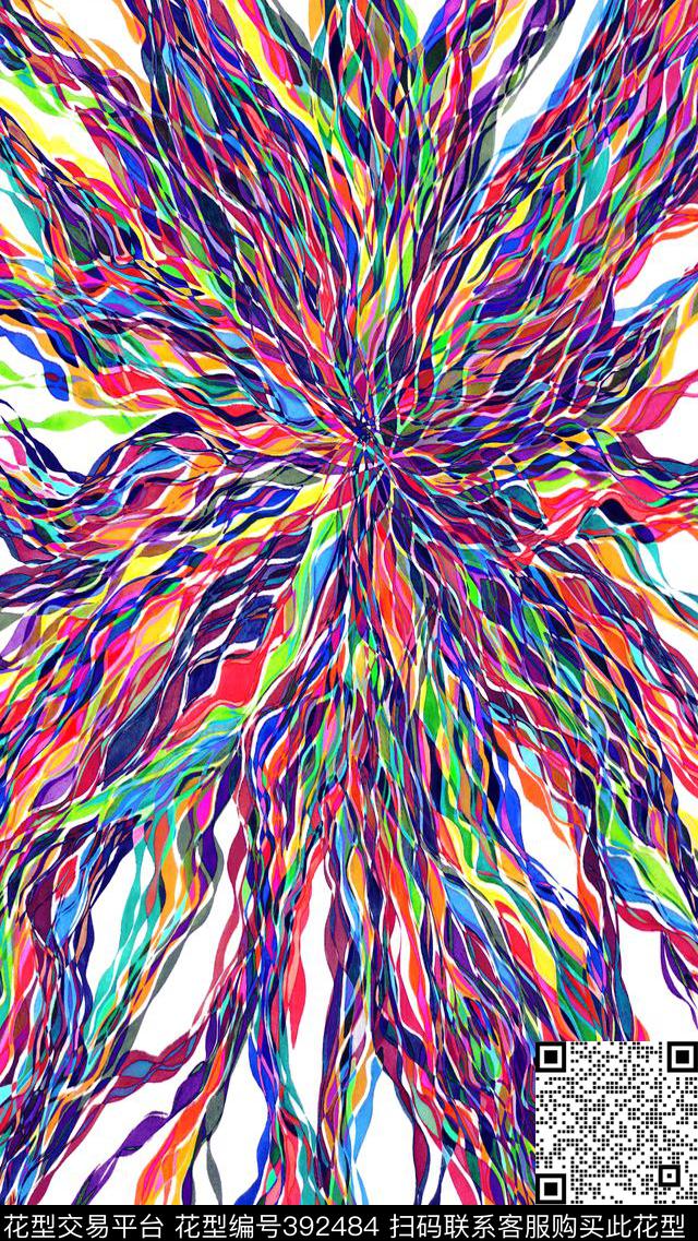 春夏水纹条纹数码印花华亿平台下载（图片编号: 392484） - 瓦栏（Walan）