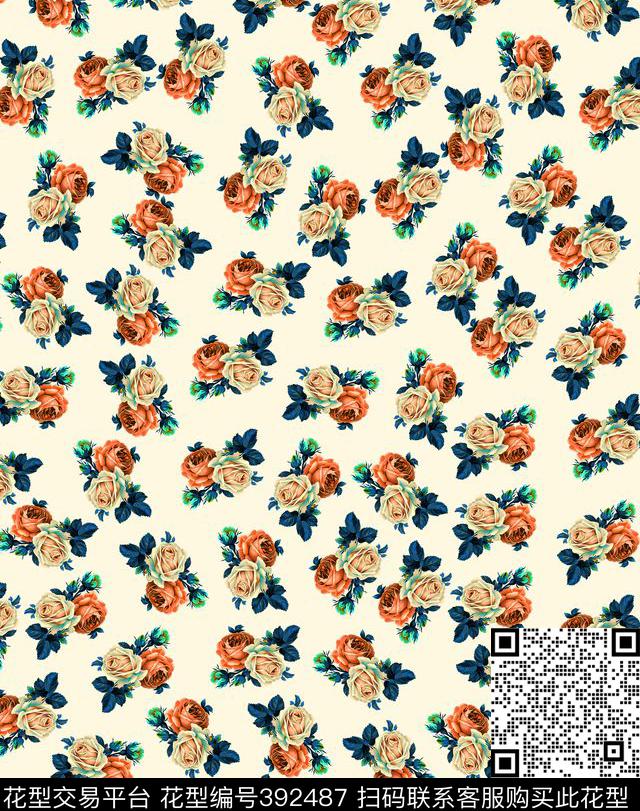 复古花卉高贵数码印花华亿平台下载（图片编号: 392487） - 瓦栏（Walan）