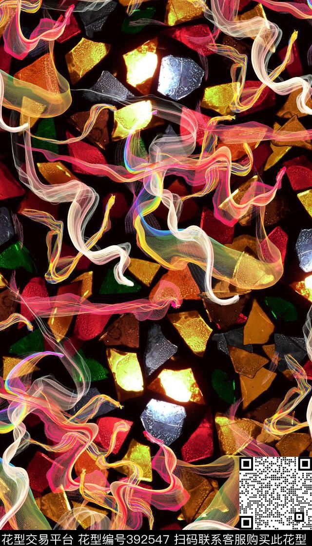 女装四方连续抽象几何数码印花华亿平台下载（图片编号: 392547） - 瓦栏（Walan）