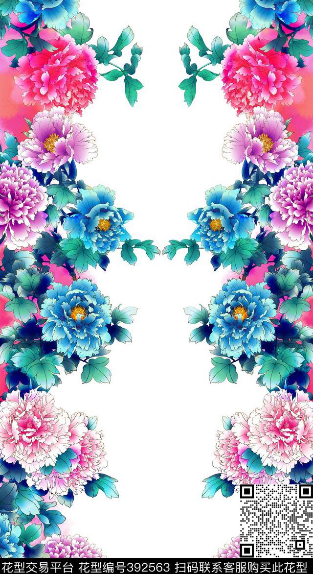 定位对称芙蓉数码印花华亿平台下载（图片编号: 392563） - 瓦栏（Walan）