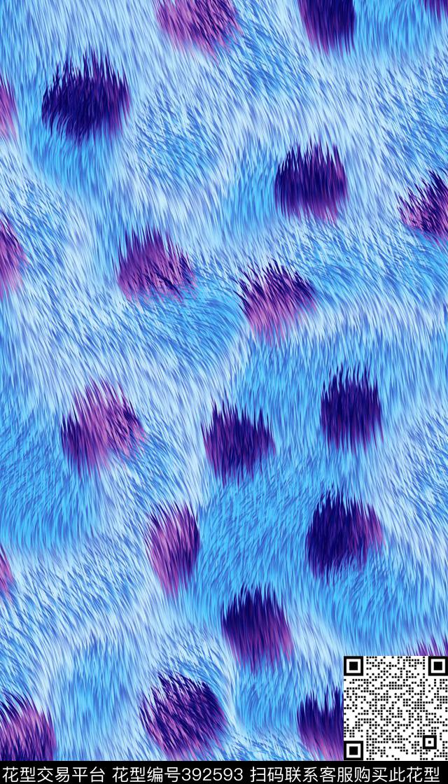 毛感蓝色圆点数码印花华亿平台下载（图片编号: 392593） - 瓦栏（Walan）