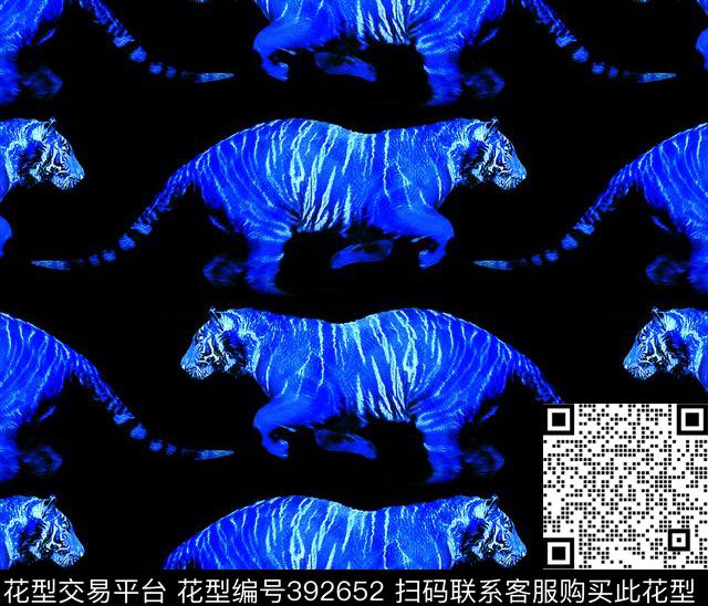 华亿平台动物蓝色数码印花华亿平台下载（图片编号: 392652） - 瓦栏（Walan）