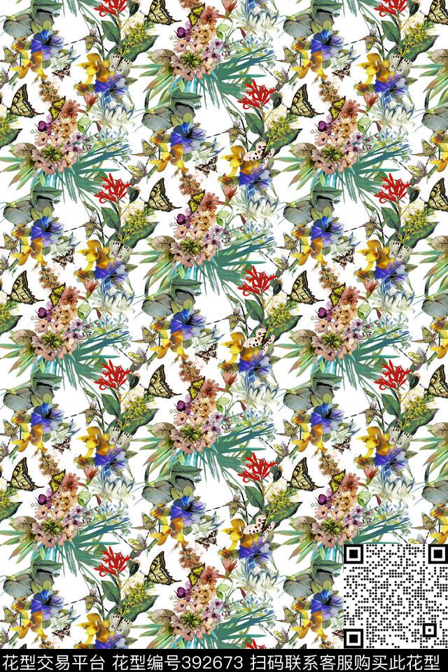 现代花蝴蝶数码印花华亿平台下载（图片编号: 392673） - 瓦栏（Walan）