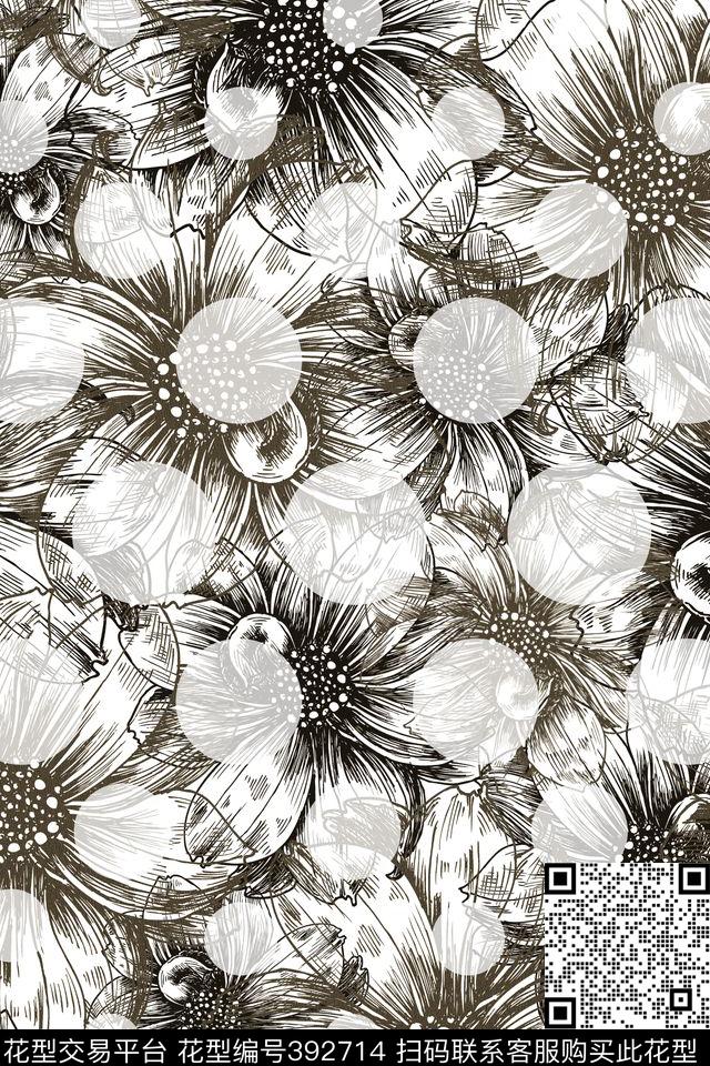 服装花卉手绘传统印花华亿平台下载（图片编号: 392714） - 瓦栏（Walan）