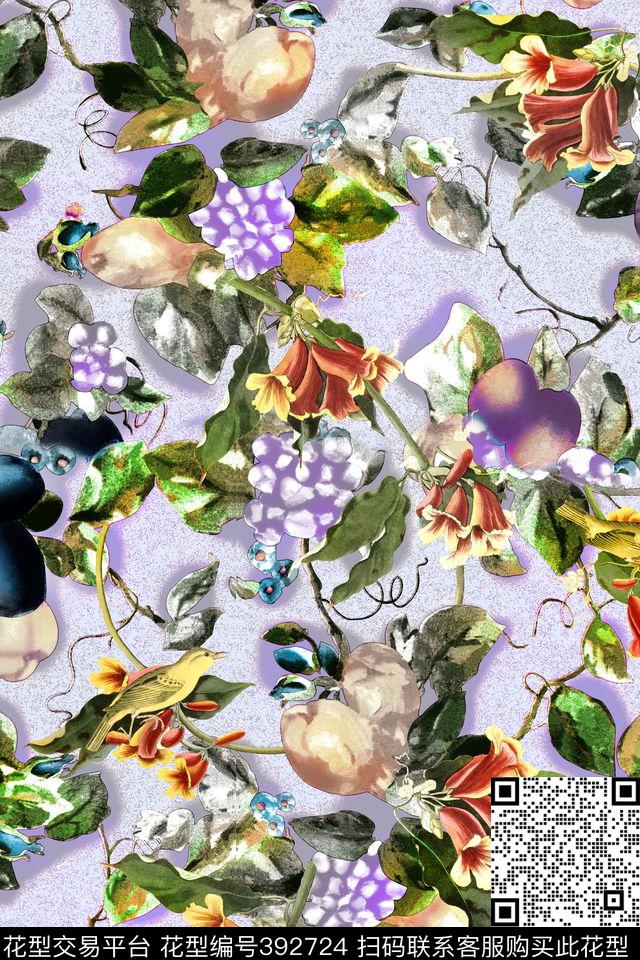 素雅水果花卉数码印花华亿平台下载（图片编号: 392724） - 瓦栏（Walan）