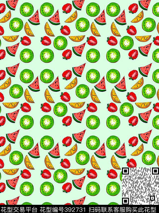 手绘水果清爽数码印花华亿平台下载（图片编号: 392731） - 瓦栏（Walan）