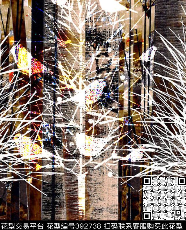抽象艺术木纹树抽象数码印花华亿平台下载（图片编号: 392738） - 瓦栏（Walan）