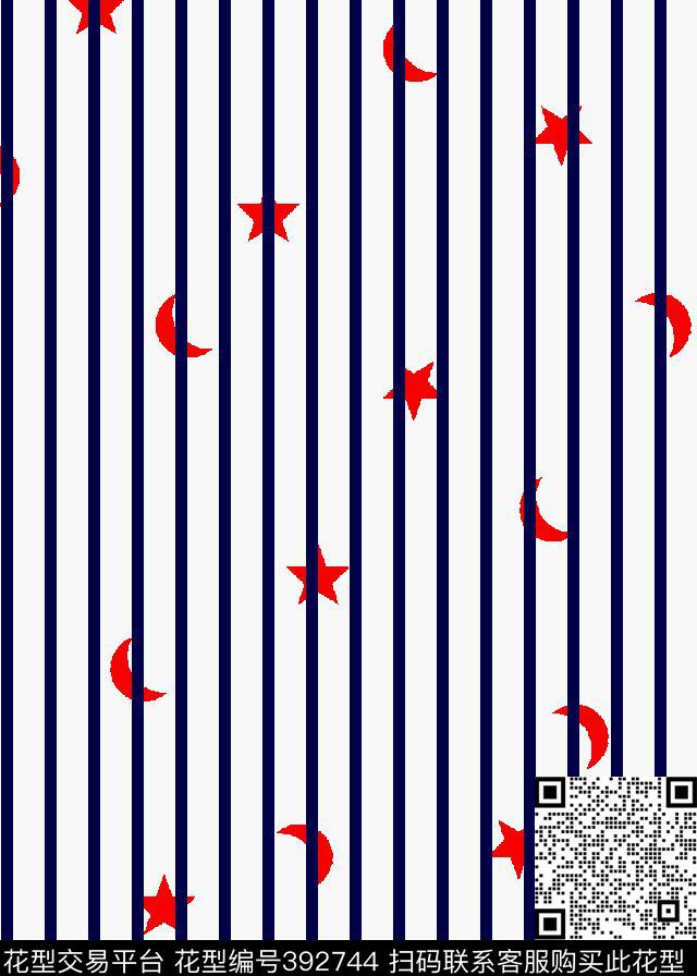 衬衫竖条月亮传统印花华亿平台下载（图片编号: 392744） - 瓦栏（Walan）