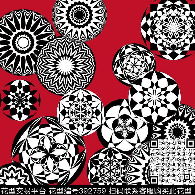 几何简约方巾传统印花华亿平台下载（图片编号: 392759） - 瓦栏（Walan）