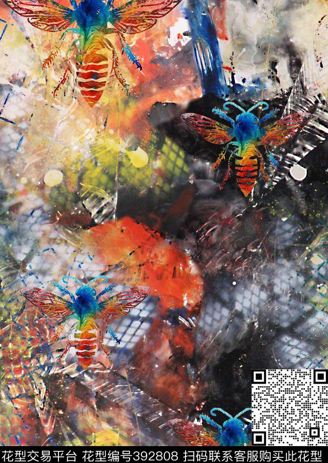 涂鸦蟒纹性感狂野抽象数码印花华亿平台下载（图片编号: 392808） - 瓦栏（Walan）