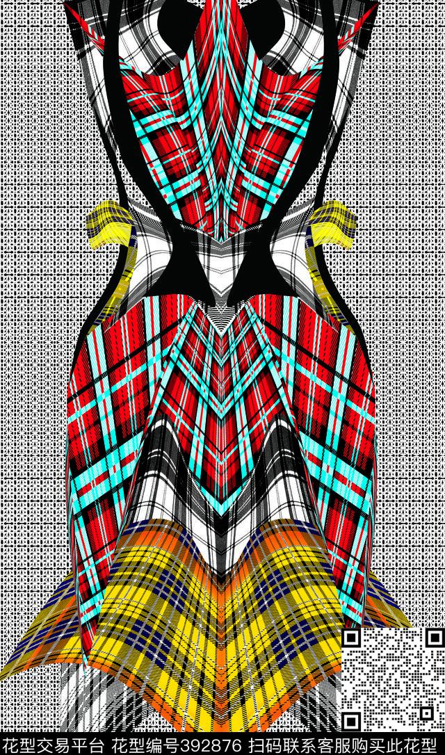 数码定位格子几何格子数码印花华亿平台下载（图片编号: 392876） - 瓦栏（Walan）