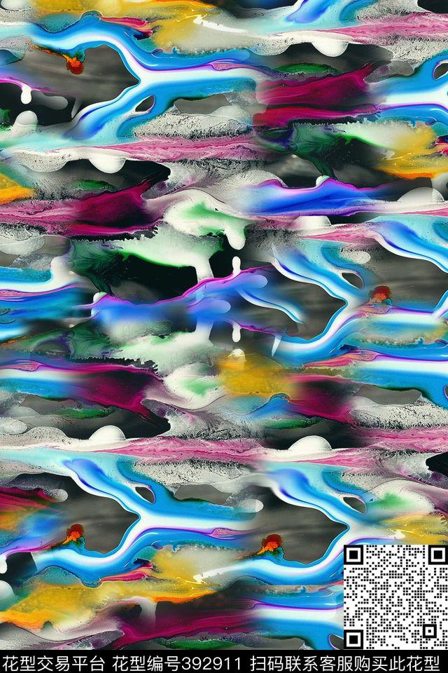 彩绘肌理色块数码印花华亿平台下载（图片编号: 392911） - 瓦栏（Walan）