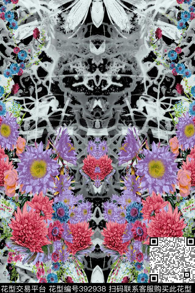复古立体感精致花卉数码印花华亿平台下载（图片编号: 392938） - 瓦栏（Walan）