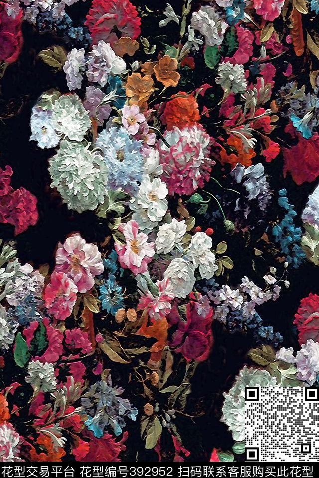 纸印油画花数码印花华亿平台下载（图片编号: 392952） - 瓦栏（Walan）