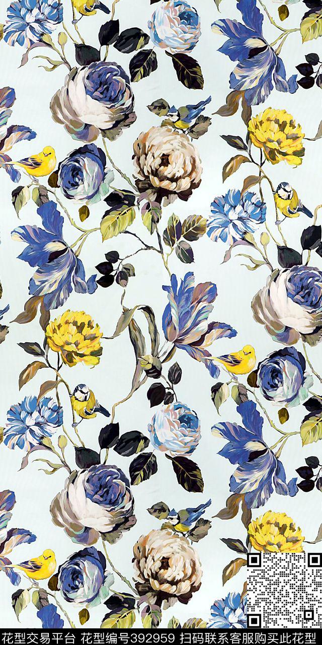 花卉油画数码印花华亿平台下载（图片编号: 392959） - 瓦栏（Walan）