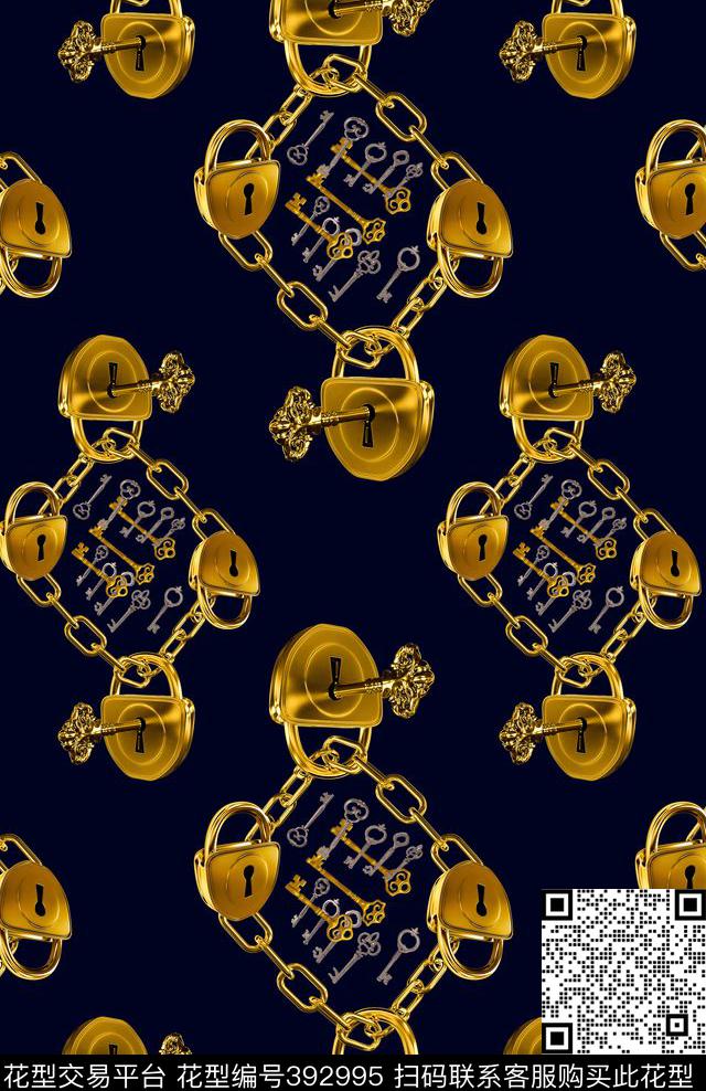 欧式钥匙锁数码印花华亿平台下载（图片编号: 392995） - 瓦栏（Walan）