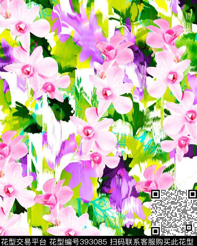 花田园花鸟混搭类数码印花华亿平台下载（图片编号: 393085） - 瓦栏（Walan）