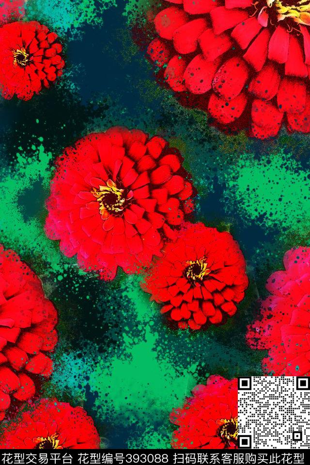 华亿平台花卉四方连续数码印花华亿平台下载（图片编号: 393088） - 瓦栏（Walan）