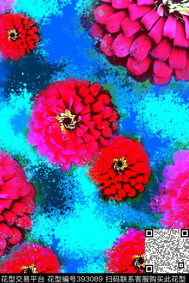 华亿平台花卉四方连续数码印花华亿平台下载（图片编号: 393089） - 瓦栏（Walan）