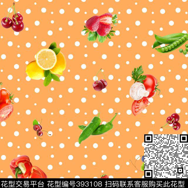 清新水果蔬菜数码印花华亿平台下载（图片编号: 393108） - 瓦栏（Walan）