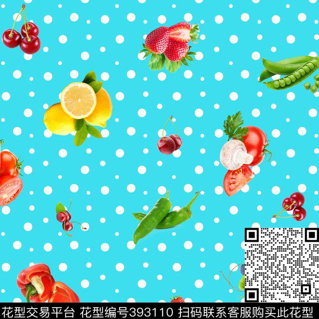 清新水果蔬菜数码印花华亿平台下载（图片编号: 393110） - 瓦栏（Walan）