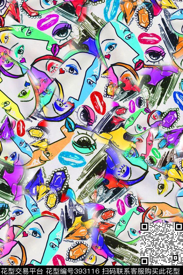 插画几何手绘传统印花华亿平台下载（图片编号: 393116） - 瓦栏（Walan）