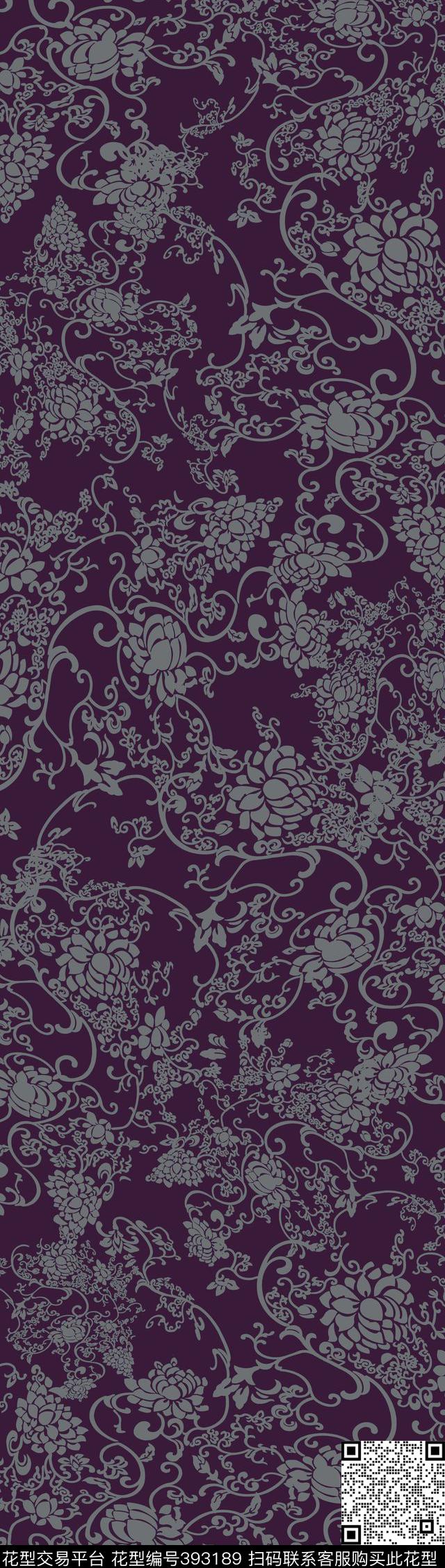 复古花卉传统印花华亿平台下载（图片编号: 393189） - 瓦栏（Walan）