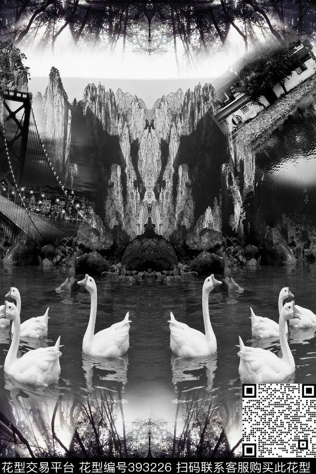 鹅山中国风景黑白照片数码印花华亿平台下载（图片编号: 393226） - 瓦栏（Walan）