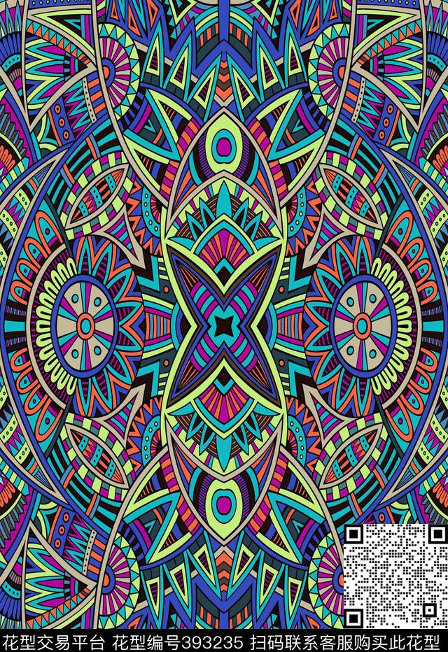 抽象几何复古几何流行现代传统印花华亿平台下载（图片编号: 393235） - 瓦栏（Walan）