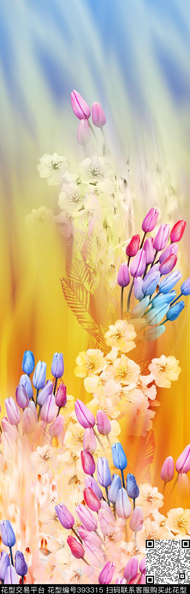 田园抽象花数码印花华亿平台下载（图片编号: 393315） - 瓦栏（Walan）