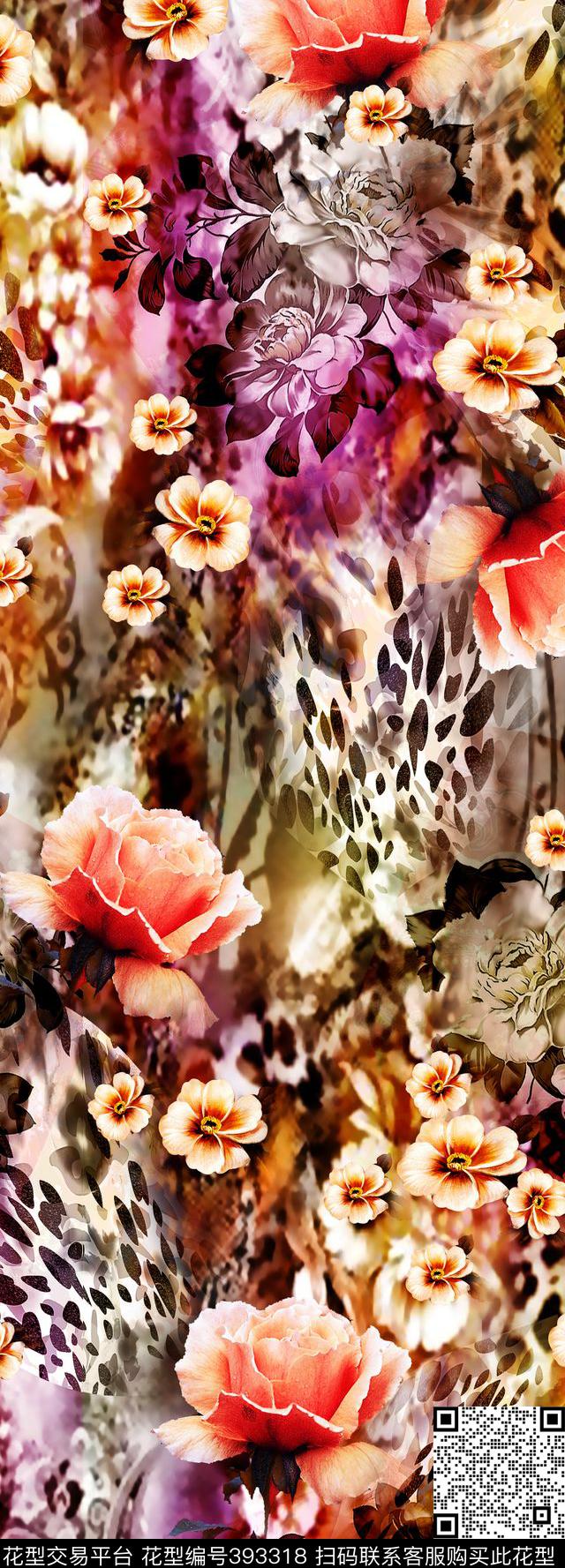 田园写意抽象数码印花华亿平台下载（图片编号: 393318） - 瓦栏（Walan）