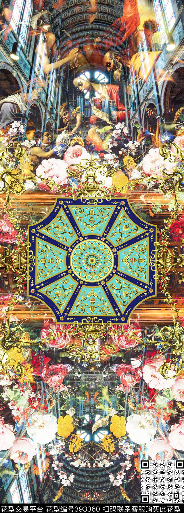 复古教堂油画数码印花华亿平台下载（图片编号: 393360） - 瓦栏（Walan）