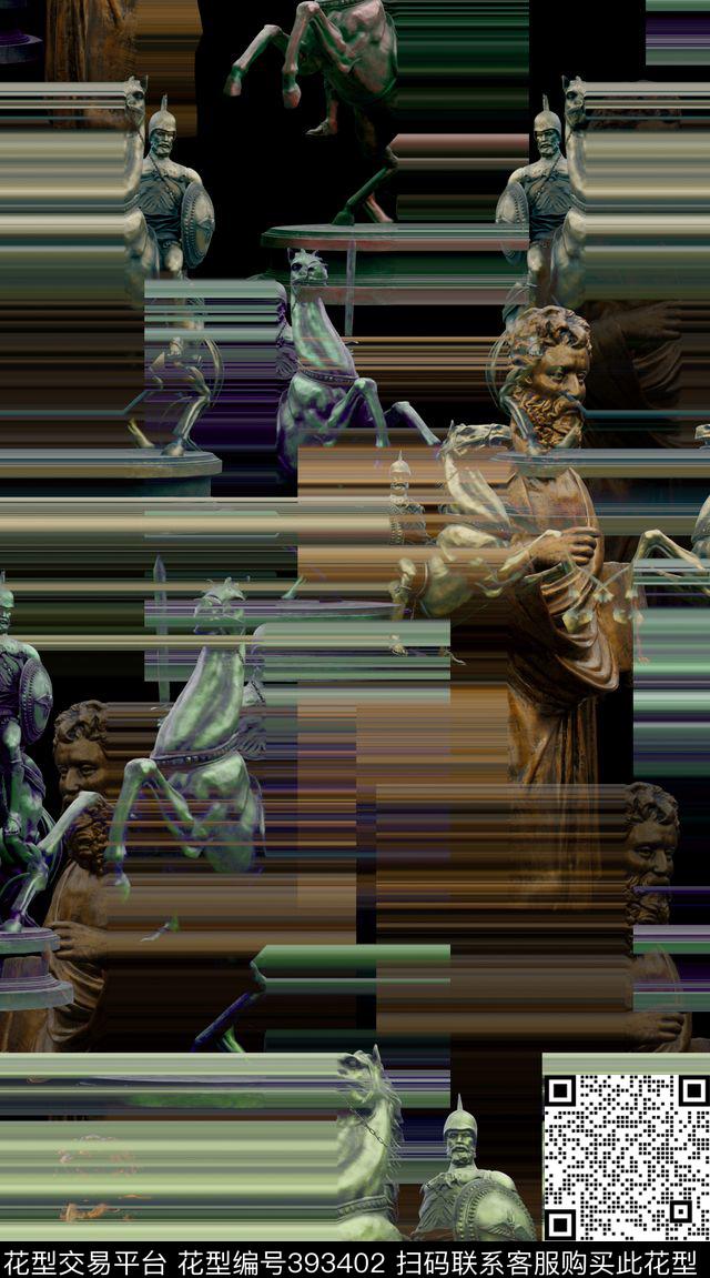 时尚抽象印象数码印花华亿平台下载（图片编号: 393402） - 瓦栏（Walan）