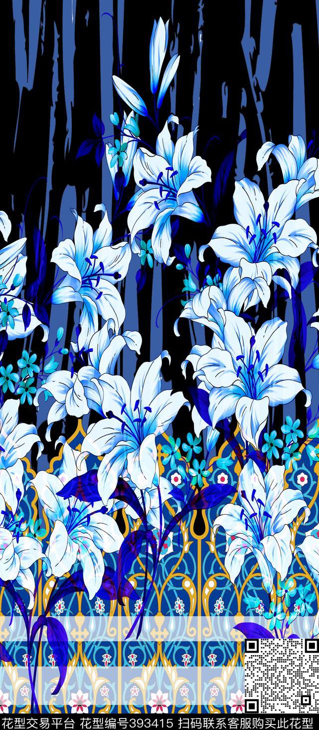定位花卉植物花卉数码印花华亿平台下载（图片编号: 393415） - 瓦栏（Walan）