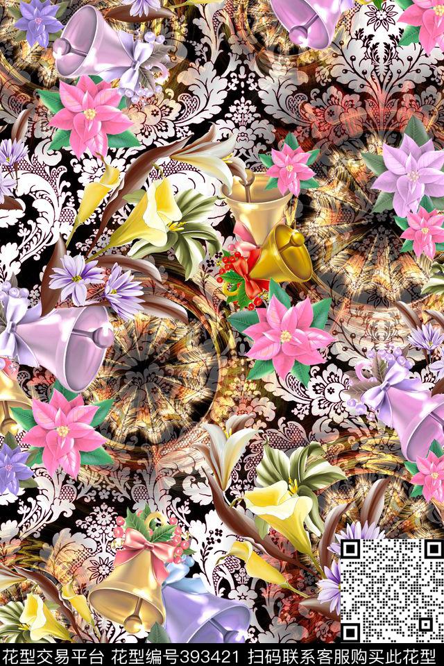 抽象花卉别样风情数码印花华亿平台下载（图片编号: 393421） - 瓦栏（Walan）