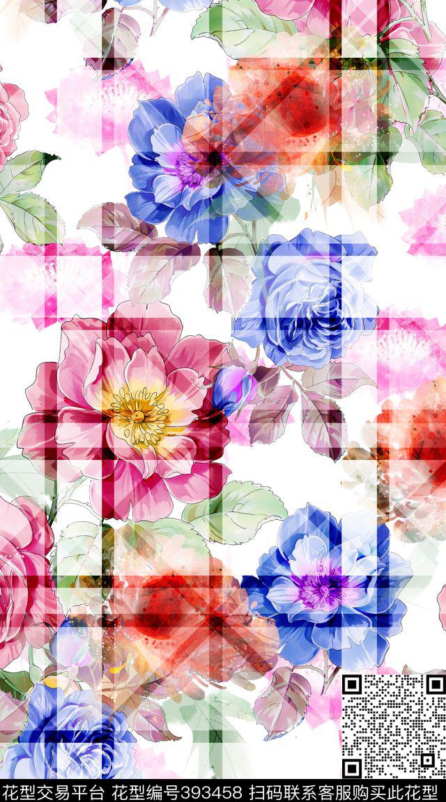 时尚格子条纹数码印花华亿平台下载（图片编号: 393458） - 瓦栏（Walan）