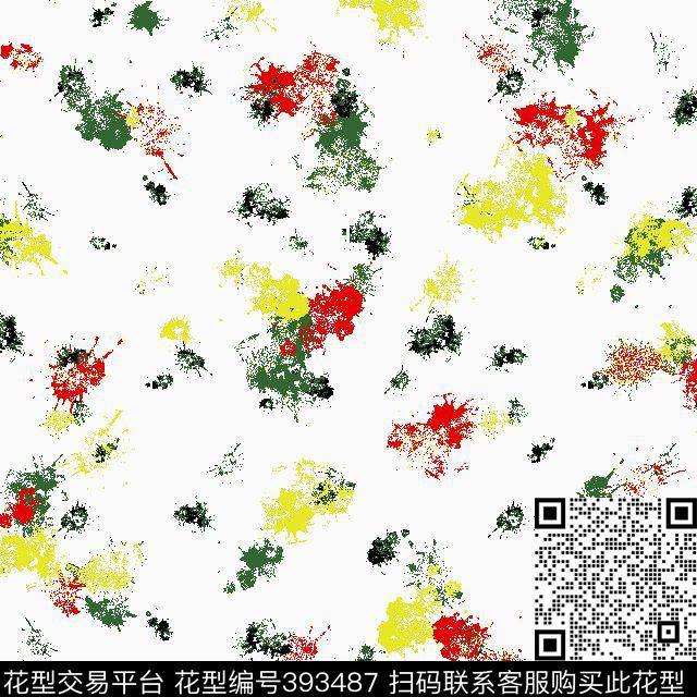 喷溅抽象不规则点传统印花华亿平台下载（图片编号: 393487） - 瓦栏（Walan）