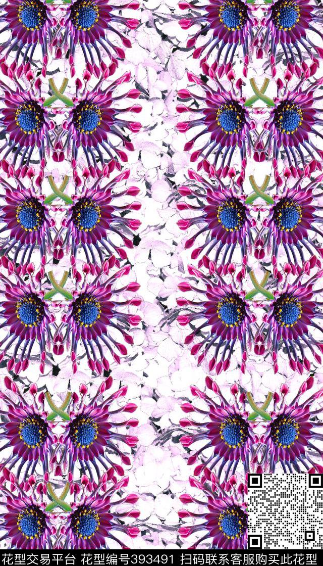 花卉写意花鸟混搭类数码印花华亿平台下载（图片编号: 393491） - 瓦栏（Walan）