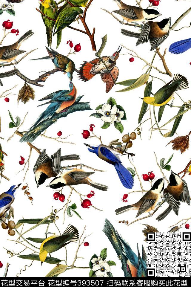 各种鸟小碎花休闲数码印花华亿平台下载（图片编号: 393507） - 瓦栏（Walan）