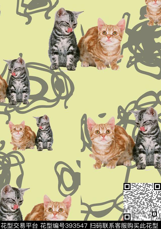 动物猫数码印花华亿平台下载（图片编号: 393547） - 瓦栏（Walan）
