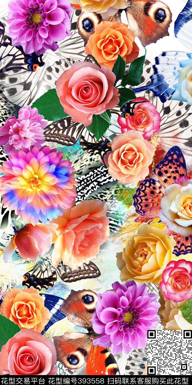 数码蝴蝶豹纹底艺彩——绚丽数码风数码印花华亿平台下载（图片编号: 393558） - 瓦栏（Walan）
