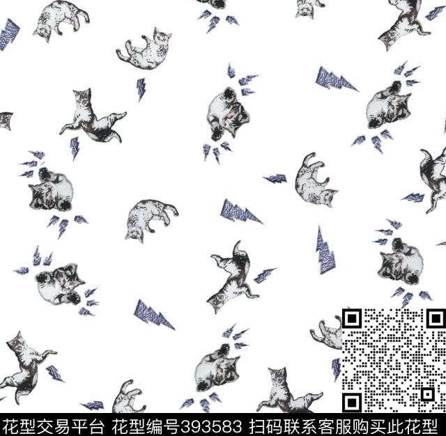 可爱喵咪休闲传统印花华亿平台下载（图片编号: 393583） - 瓦栏（Walan）
