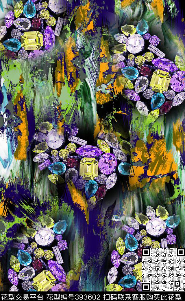 珠宝钻石抽象数码印花华亿平台下载（图片编号: 393602） - 瓦栏（Walan）