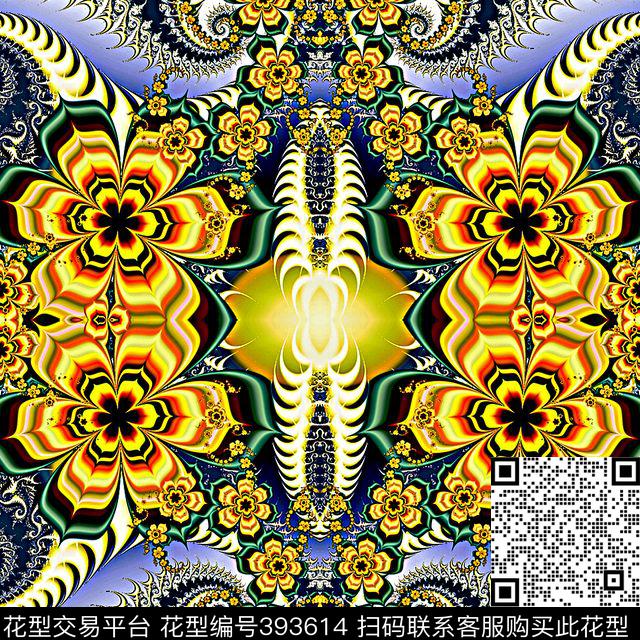 抽象花卉流行数码印花华亿平台下载（图片编号: 393614） - 瓦栏（Walan）